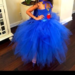 Evie Descendants Bleu Tutu Dress/Cape_ Size 5-6kid